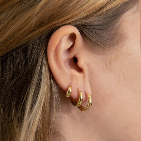 Hoop Earrings for Women 14K Gold Plated/Silver Hoops Simple Gold Knot - Picture 5 of 11